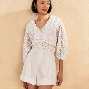 Farm Rio Off-White Tailored Shorts